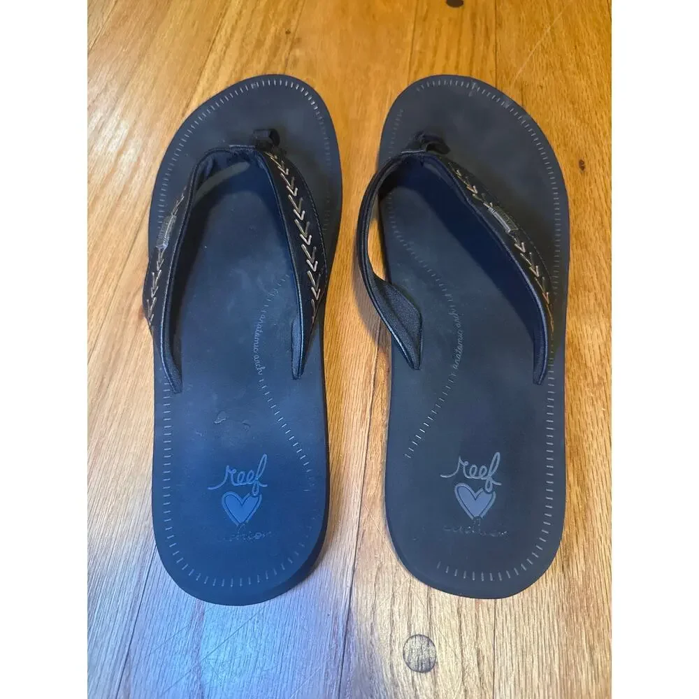 Reef Beachbreak Flip Flops Men’s 10 Black Comfort Sandals EU 41